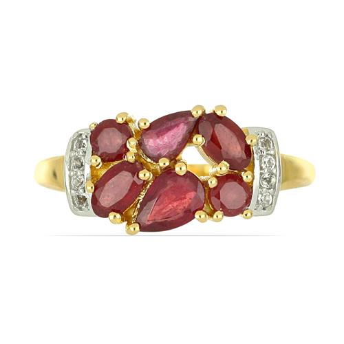 BUY STERLING SILVER NATURAL GLASS FILLED RUBY GEMSTONE STYLISH RING